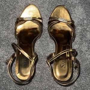 Sizzle Bronze rhinestone heels size 9